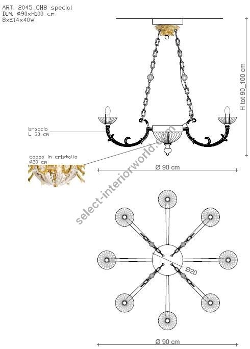 Il Paralume Marina / Chandelier / 2045/CH8 D90