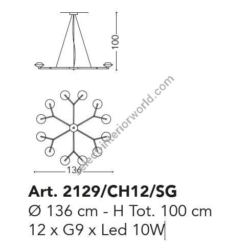 Il Paralume Marina / Chandelier / 2129/CH12/SG