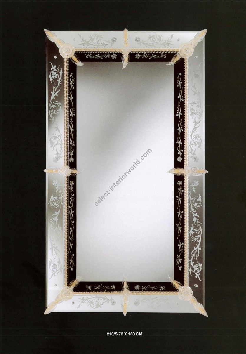 Italian Luxury Lighting / Wall Mirrors / Venetian Murano Glass with Floral Decoration 213S