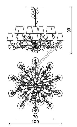Il Paralume Marina / Elegant Chandelier with Decorative Leaves In Transparent Glass / 2171/CH20