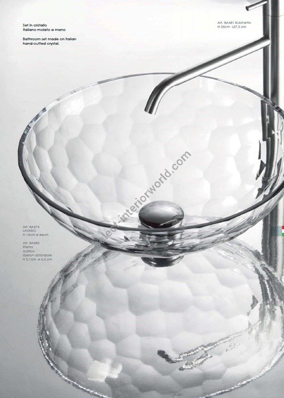 Il Paralume Marina / Washbasin handmade in clear Italian crystal / BA675