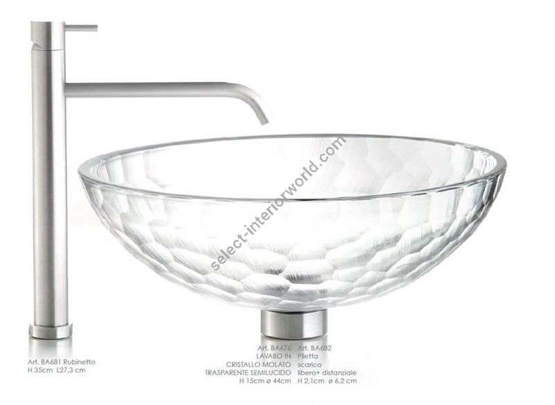 Il Paralume Marina / Washbasin handmade in clear Italian crystal / BA676