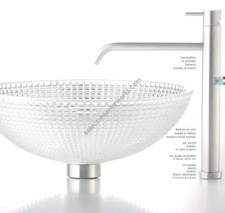 Il Paralume Marina / Washbasin handmade in clear Italian crystal / BA678