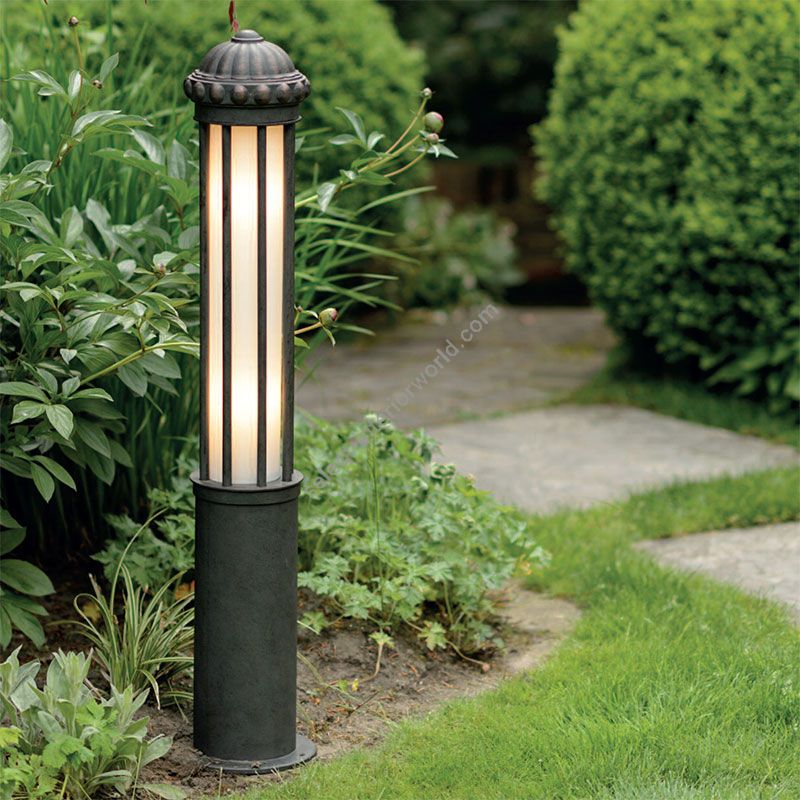 Elegant Bollard Light in Historical style, Wrought Iron AL 6862