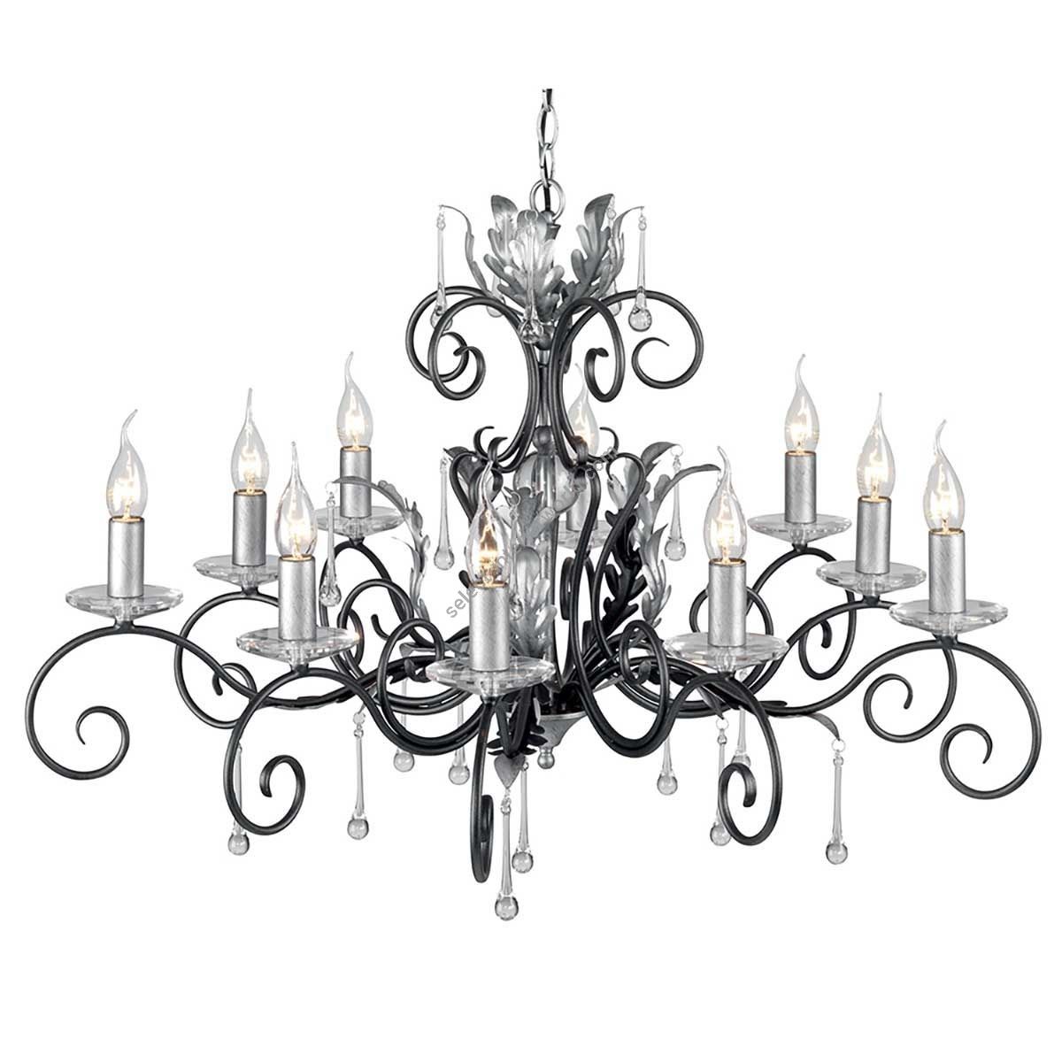 Elstead Lighting / Chandeliers / Amarilli 10 Black with Silver Patina