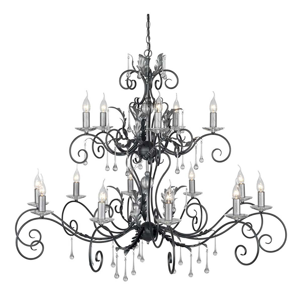 Elstead Lighting / Chandeliers / Amarilli 15 Black with Silver Patina