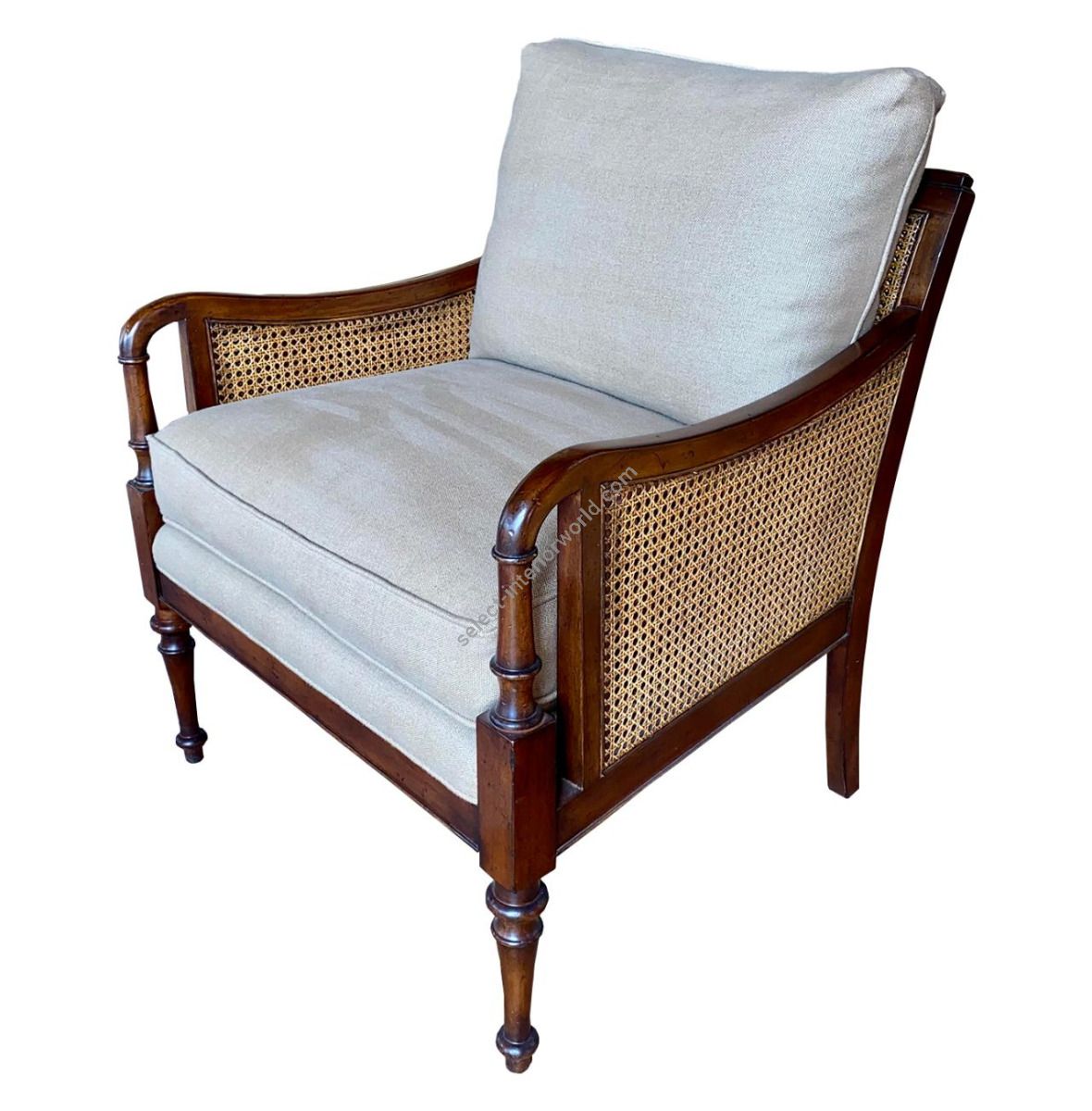 Baker Furniture / Cane Accent Armchair with Cushions/ Milling Road Collection