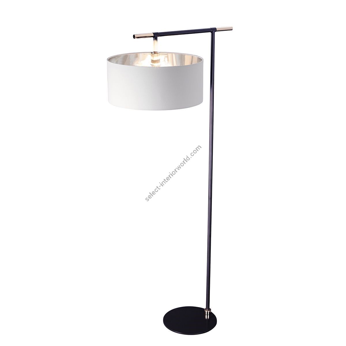 Elstead Lighting / Floor Lamps / Balance 1 Black & Polished Nickel with White Shade