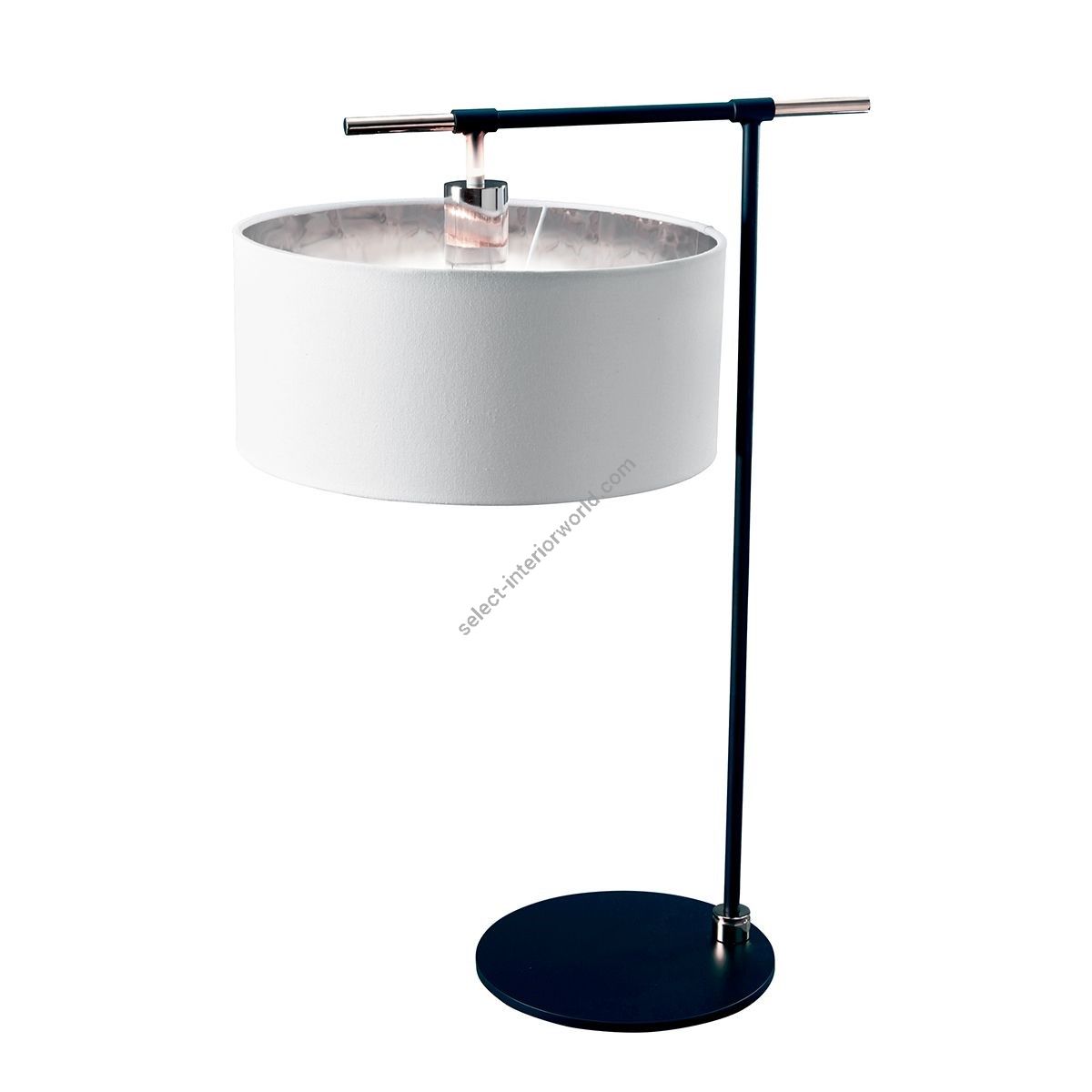 Elstead Lighting / Table Lamps / Balance 1 Black & Polished Nickel with White Shade