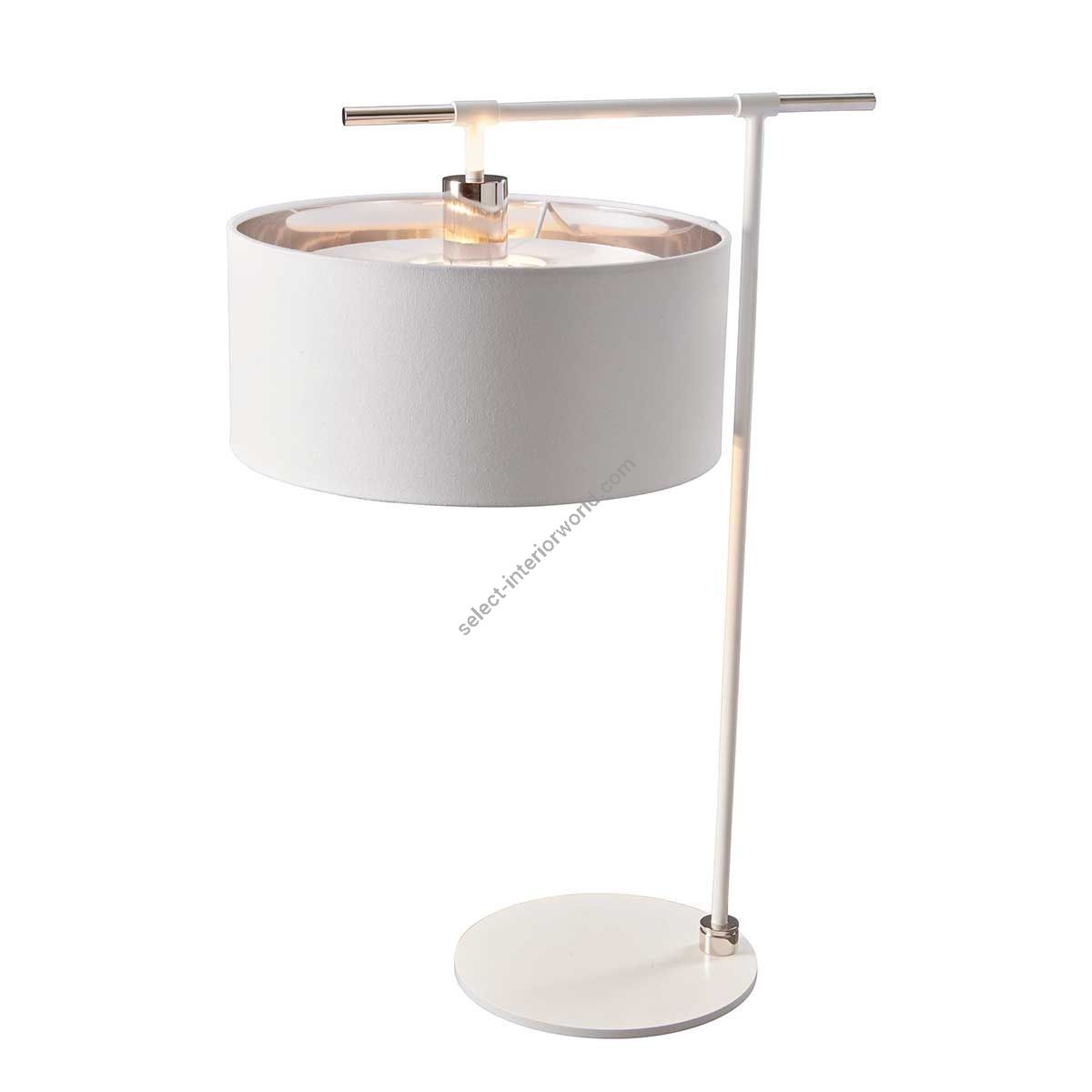 Elstead Lighting / Table Lamps / Balance 1 Light Table Lamp - White / Polished Nickel with White Shade