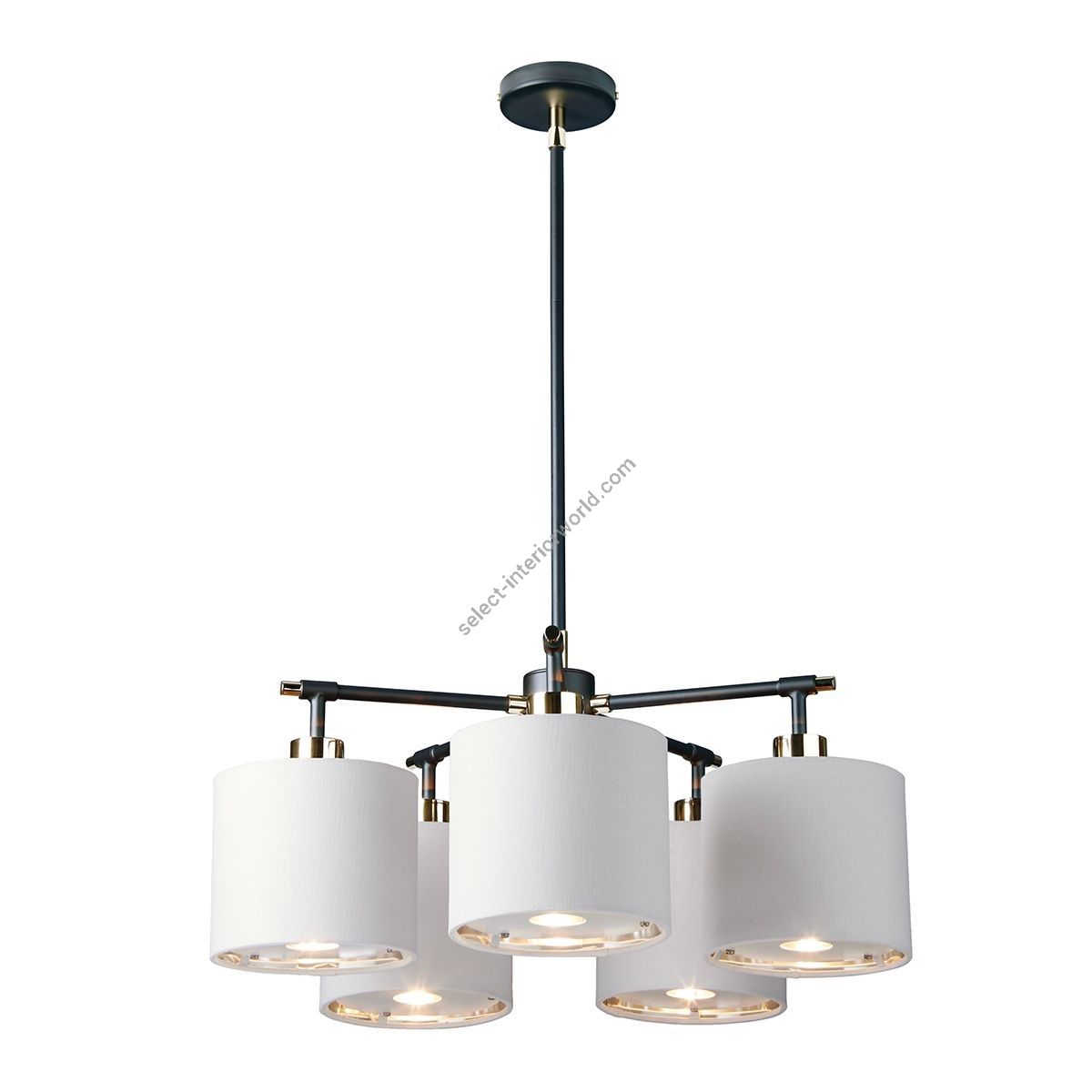 Elstead Lighting / Chandeliers / Balance 5 Black & Polished Nickel with White Shade