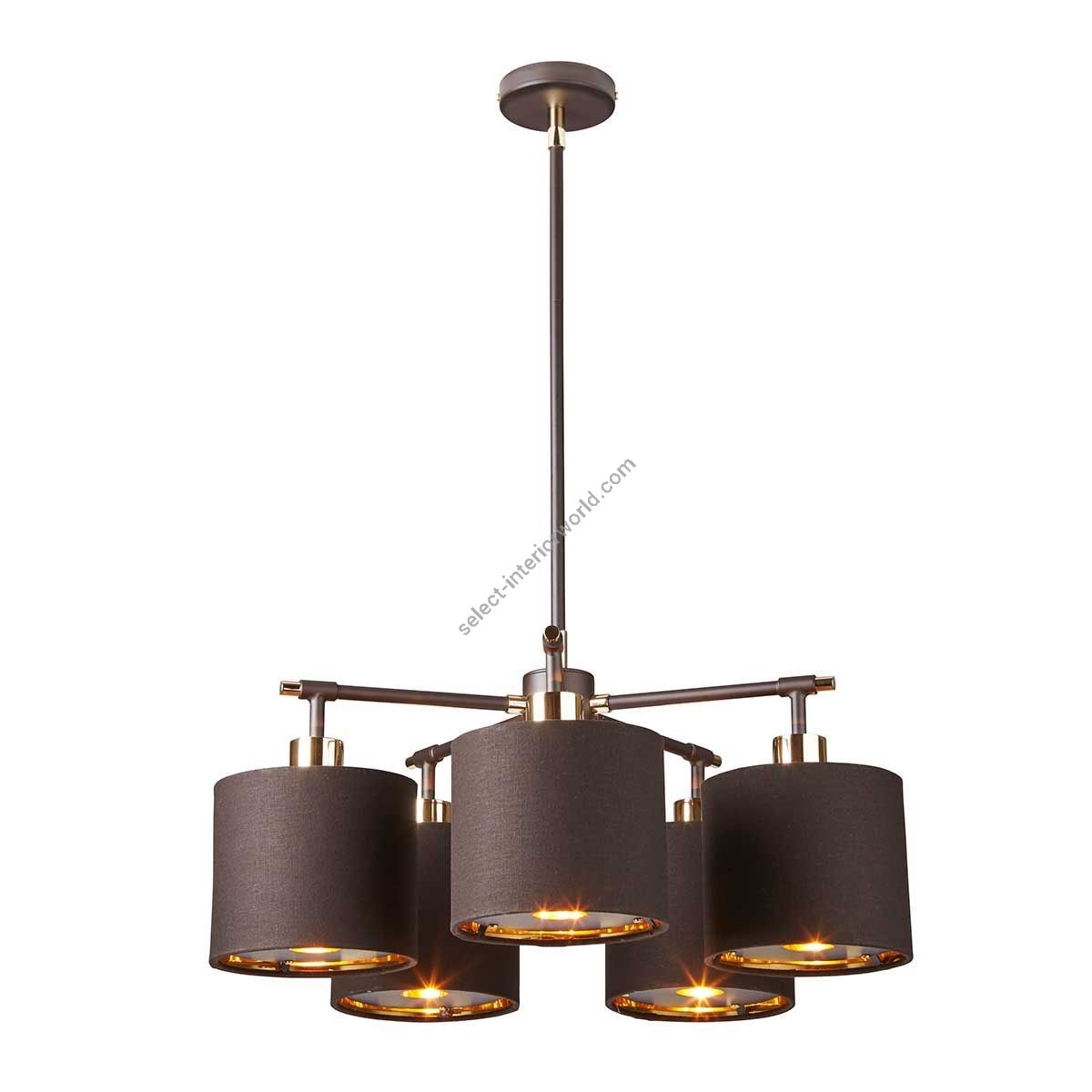 Elstead Lighting / Chandeliers / Balance 5 Brown & Polished Brass with Brown Shade