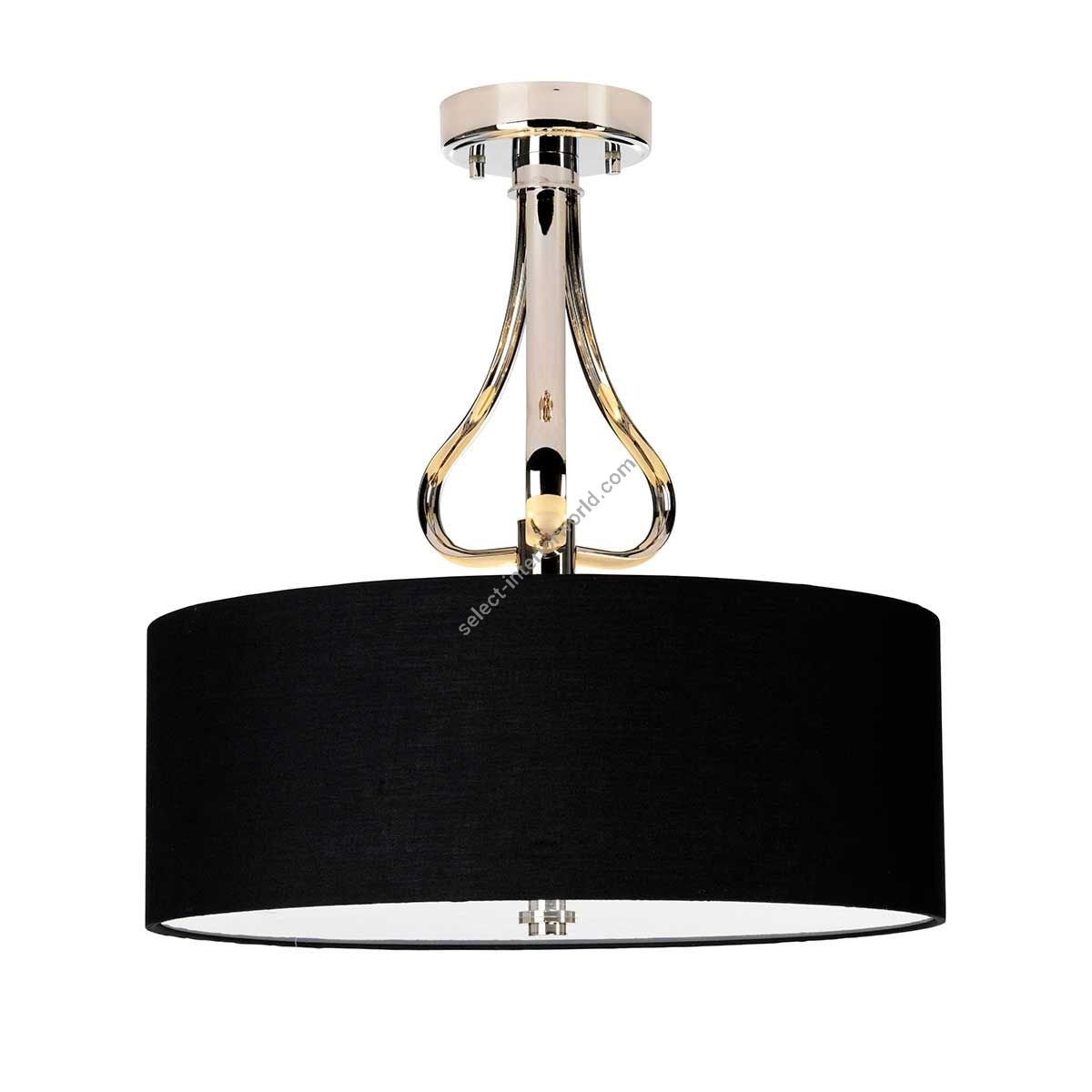 Elstead Lighting / Ceiling Lights / Falmouth 3 Semi-Flush Polished Chrome & Black Shade