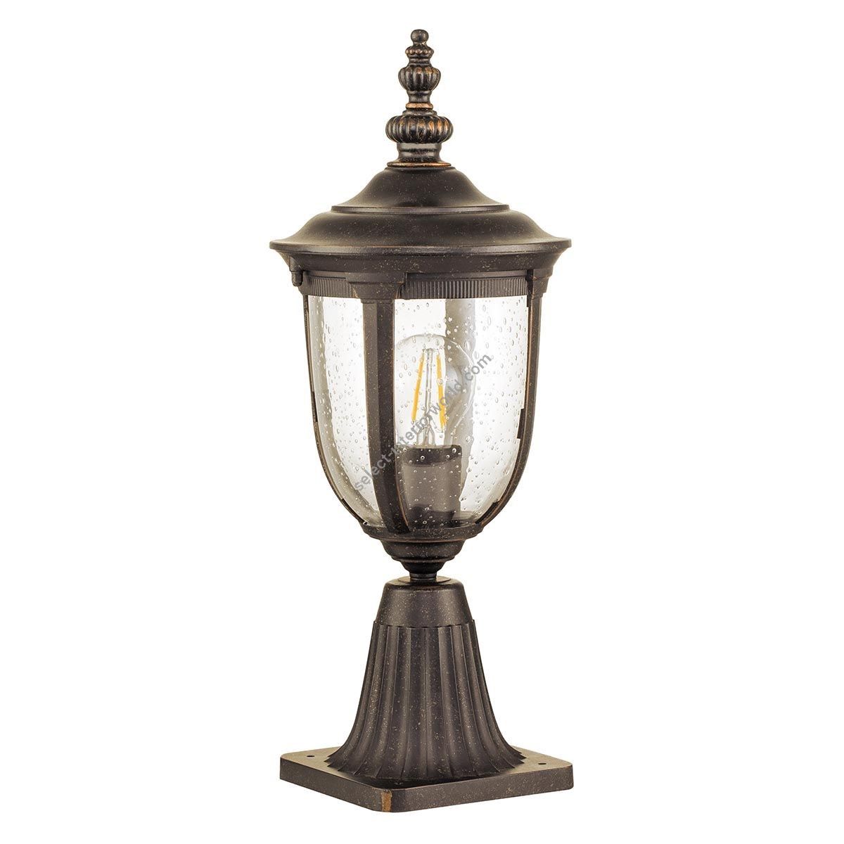 Elstead Lighting / Outdoor Pedestal Lights / Cleveland 1 Small Lantern Weathered Bronze