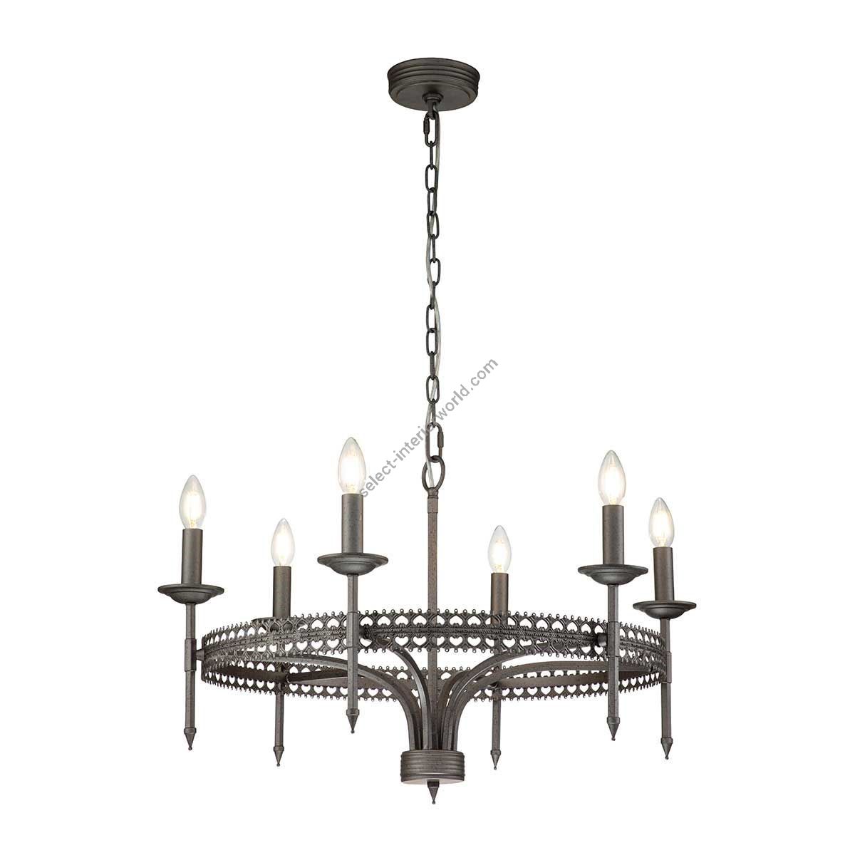 Elstead Lighting / Chandeliers / Crown 6 Iron Gate