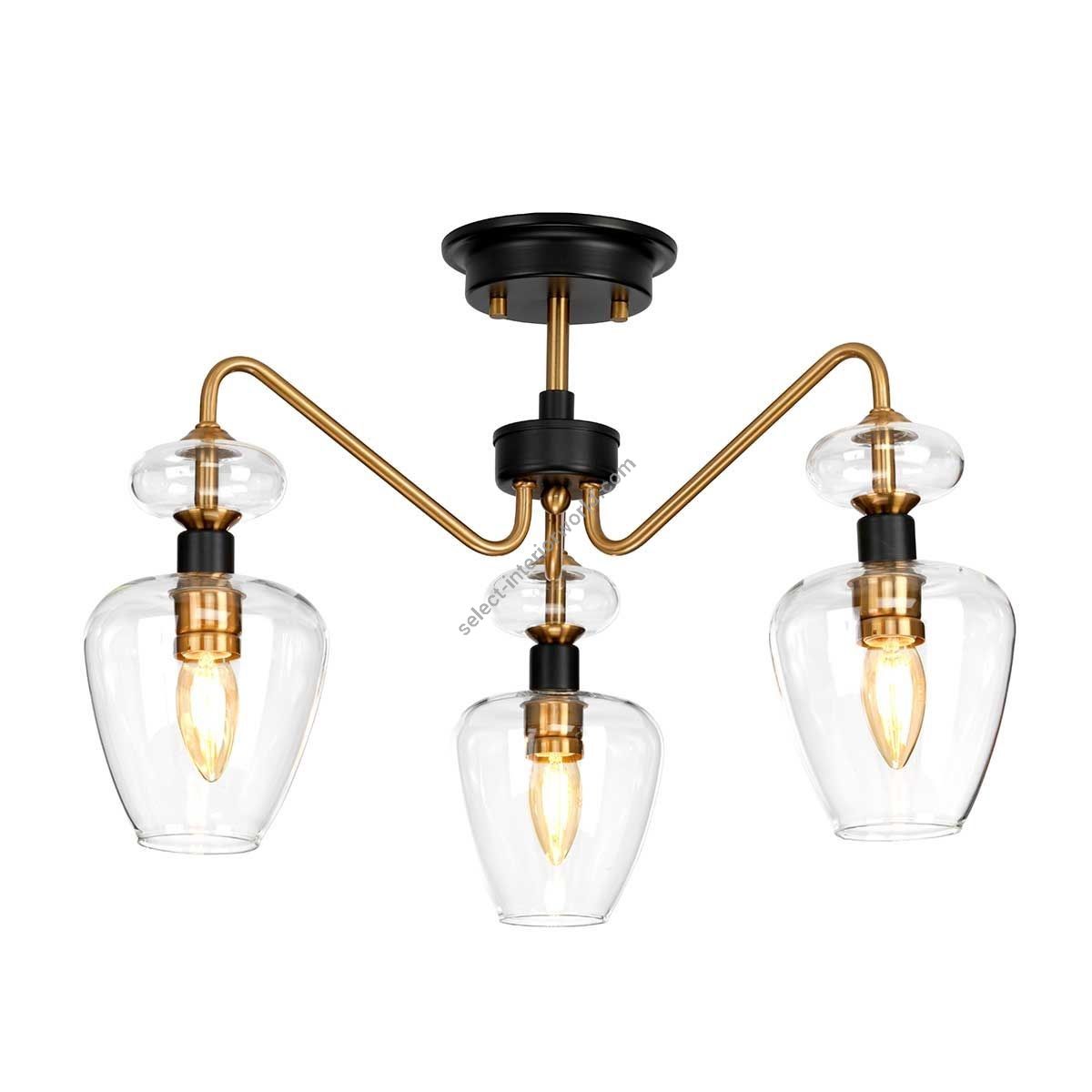 Elstead Lighting / Ceiling Lights / Armand 3 Semi-Flush Aged Brass Plated & Charcoal Black Paint