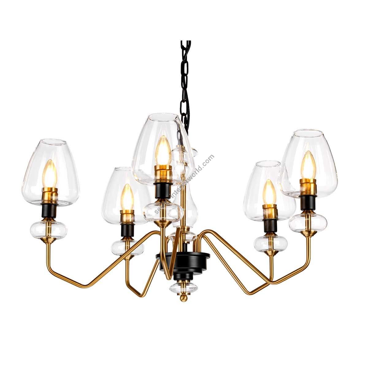 Elstead Lighting / Chandeliers / Armand 5 Aged Brass Plated & Charcoal Black Paint