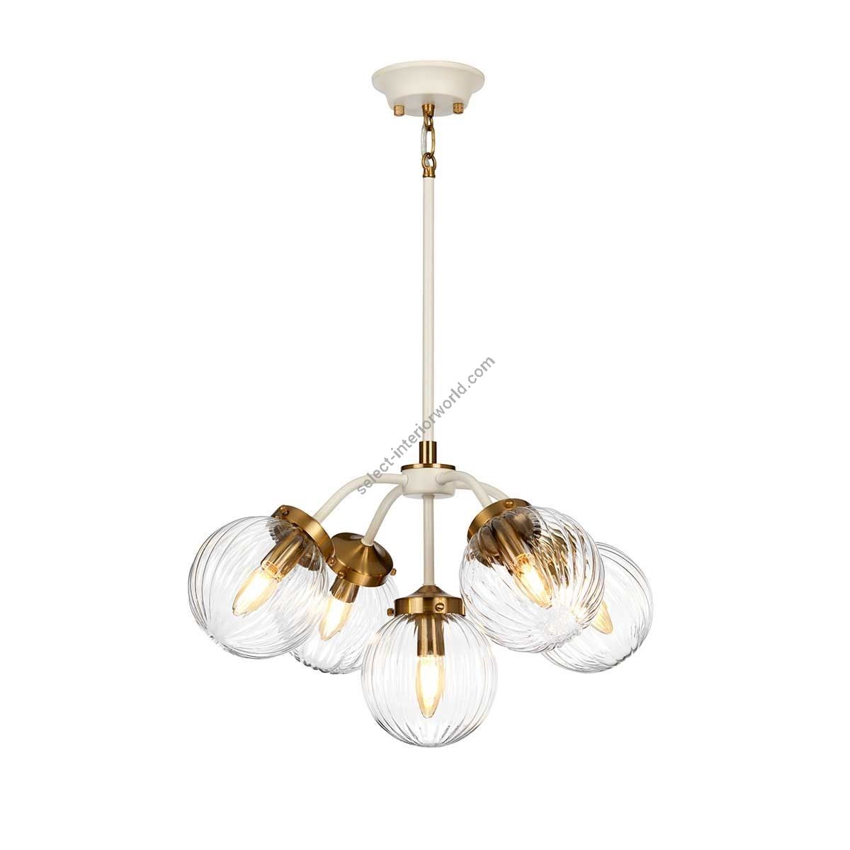 Elstead Lighting / Pendant Lights / Cosmos 5 Cream Painted and Aged Brass
