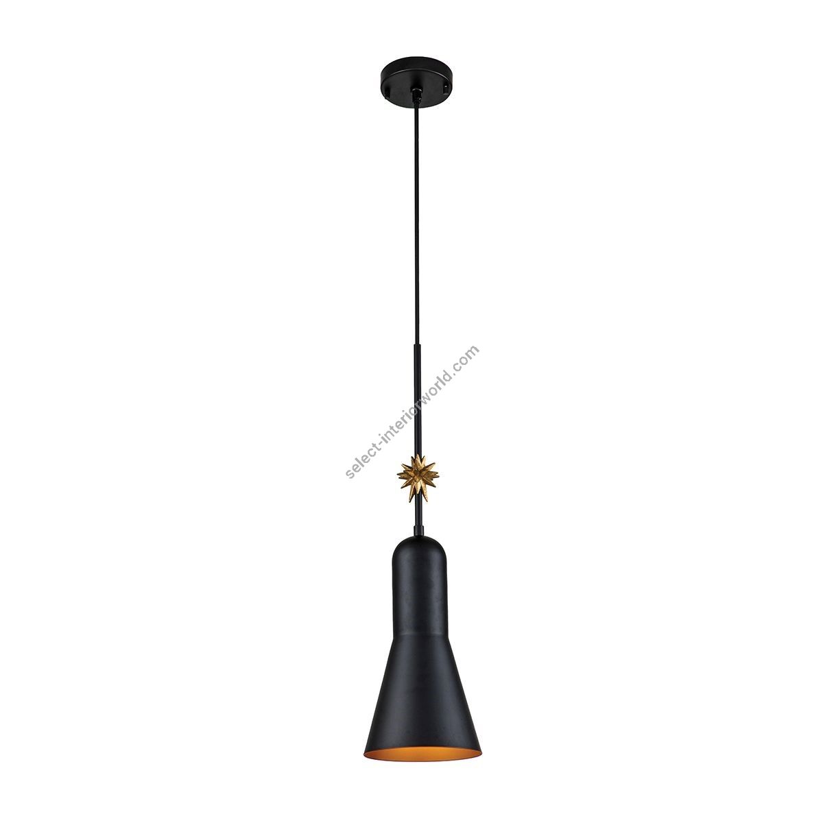 Elstead Lighting / Pendant Lights / Etoile 1lt Medium Matte Black and Gold Leaf