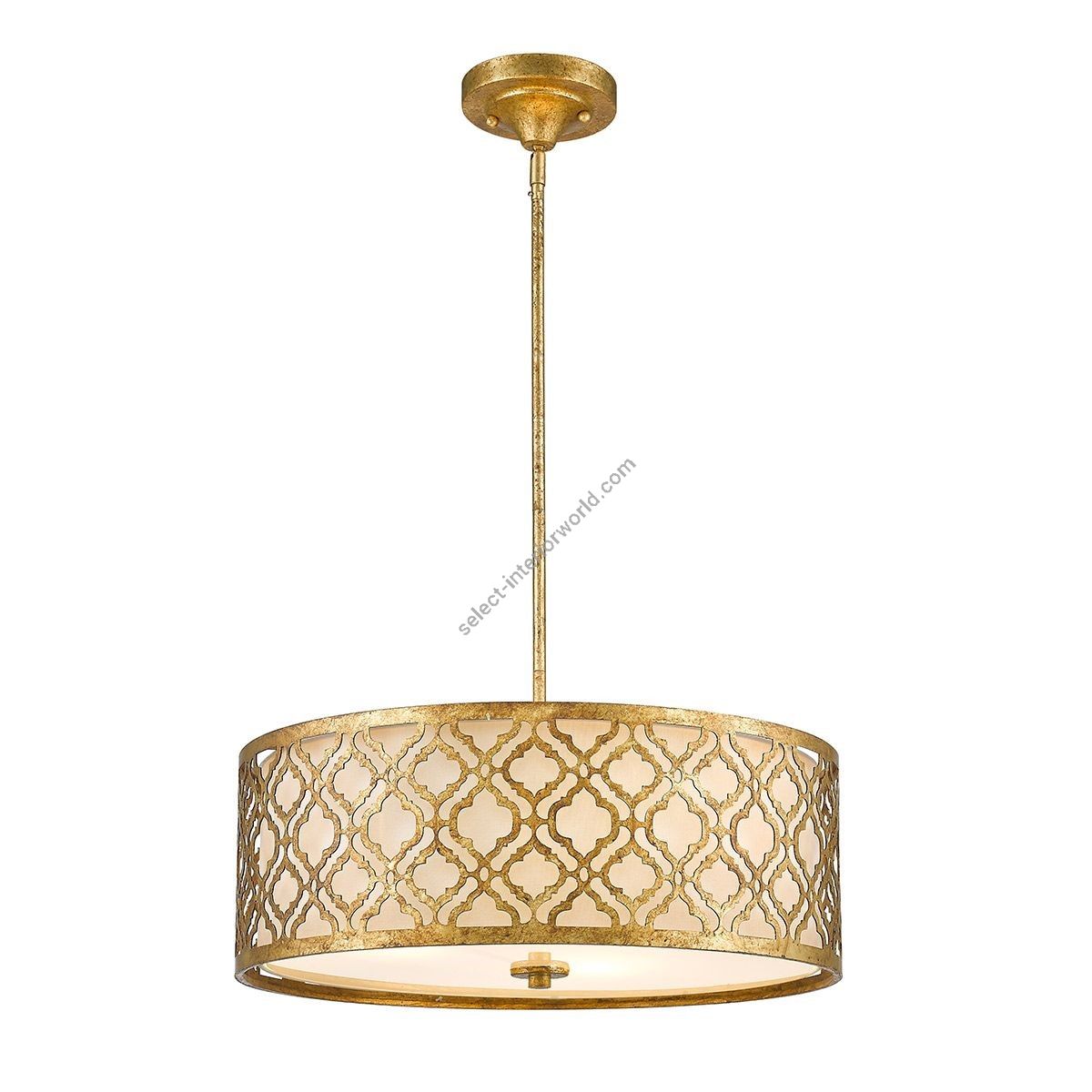 Elstead Lighting / Pendant Lights / Arabella 3 Duo-Mount Large Distressed Gold & Ivory Shade