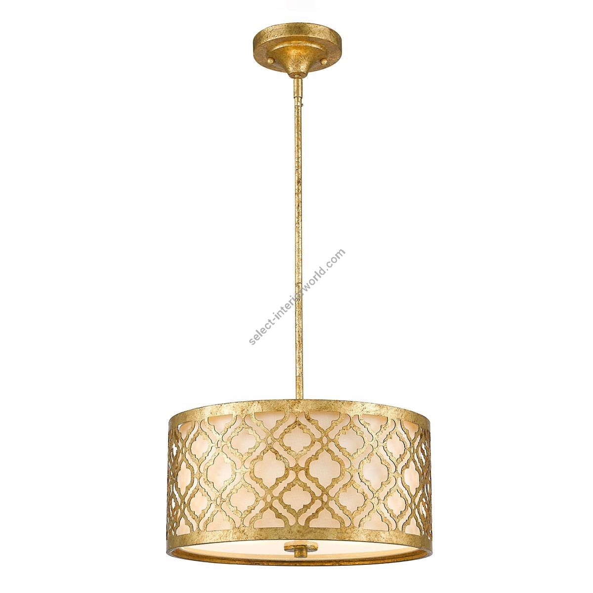 Elstead Lighting / Pendant Lights / Arabella 2 Duo-Mount Medium Distressed Gold & Ivory Shade