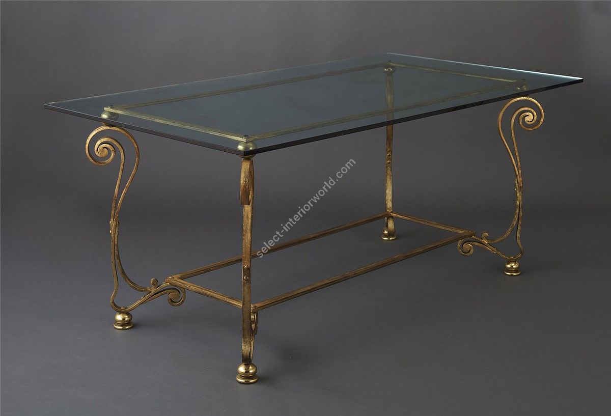 Wrought Iron Dining Table with Glass Top HF2030TA Papiro by Officina Ciani