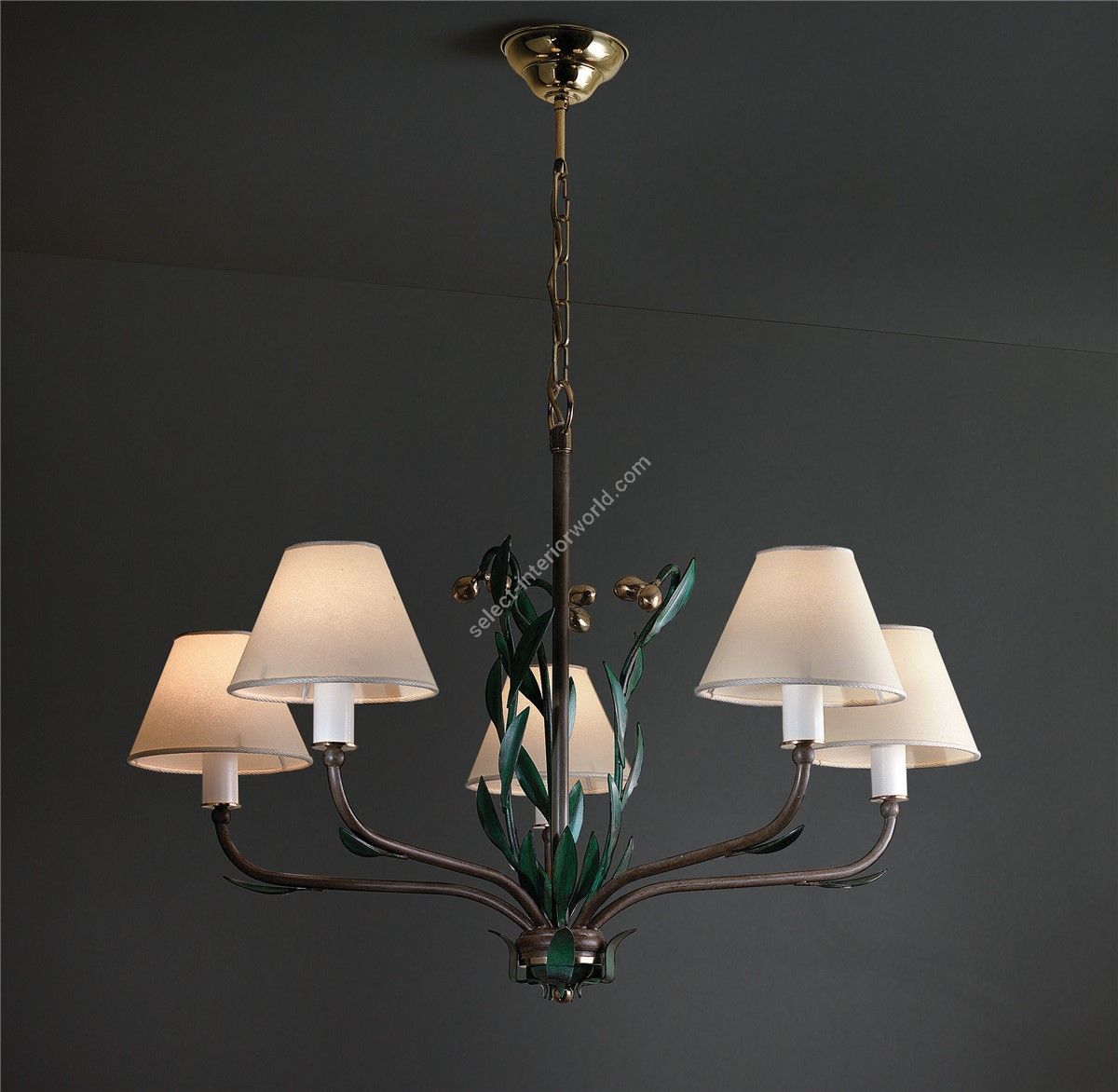Officina Ciani / Chandeliers / in Iron and Brass with Shades HL1095CH-5 Ulivo
