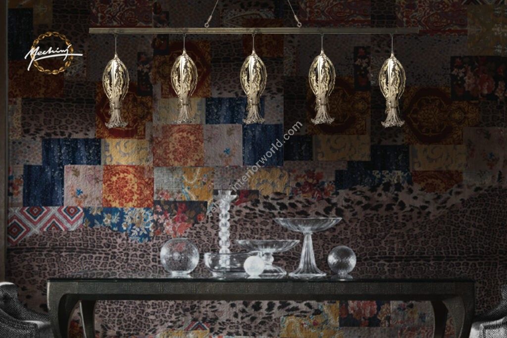 Mechini / Chandeliers / Wrought Iron with Clear Bohemian Crystal L-Giglio/5 Line