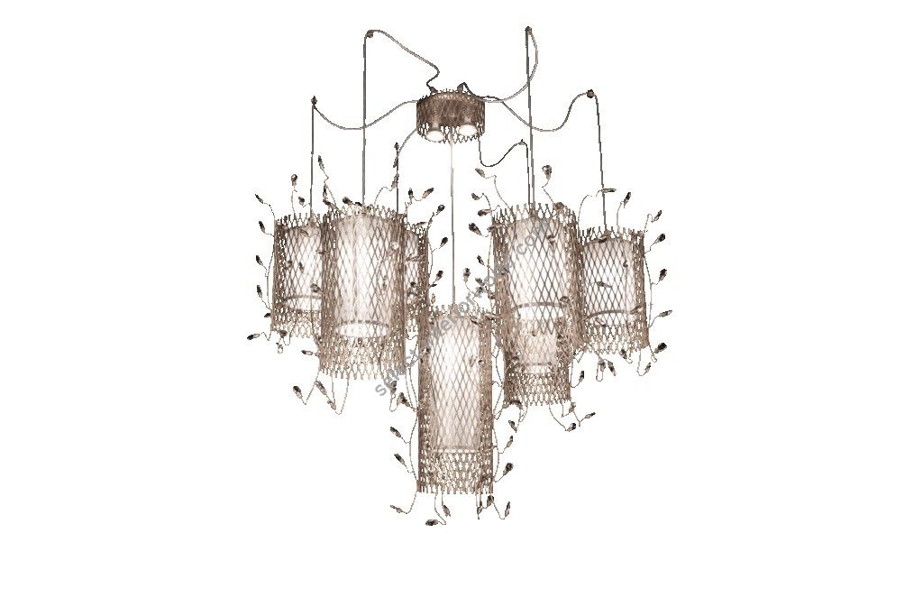 Mechini / Chandeliers / Wrought Iron with Colored Bohemian Crystal L-Grid/7+2