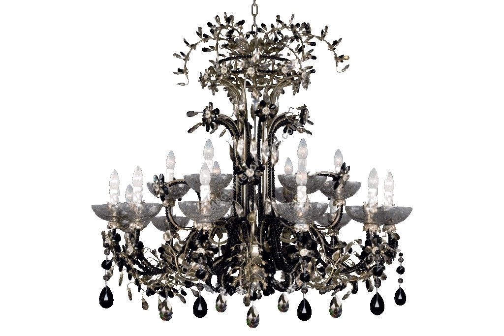 Mechini / Chandeliers / Wrought Iron with Coloured Bohemian Crystal L106/18 DC MH