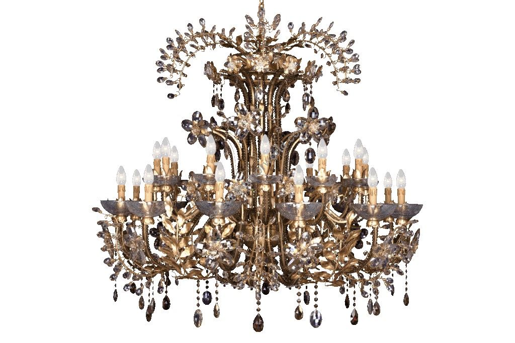 Mechini / Chandeliers / Wrought Iron with Coloured Bohemian Crystal L106/18 Dc