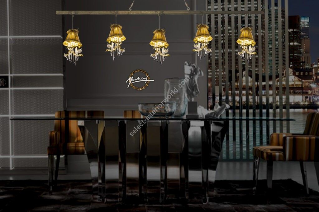 Mechini / Chandeliers / Clear Bohemian Crystal and Lamp Shades L111/5 Line