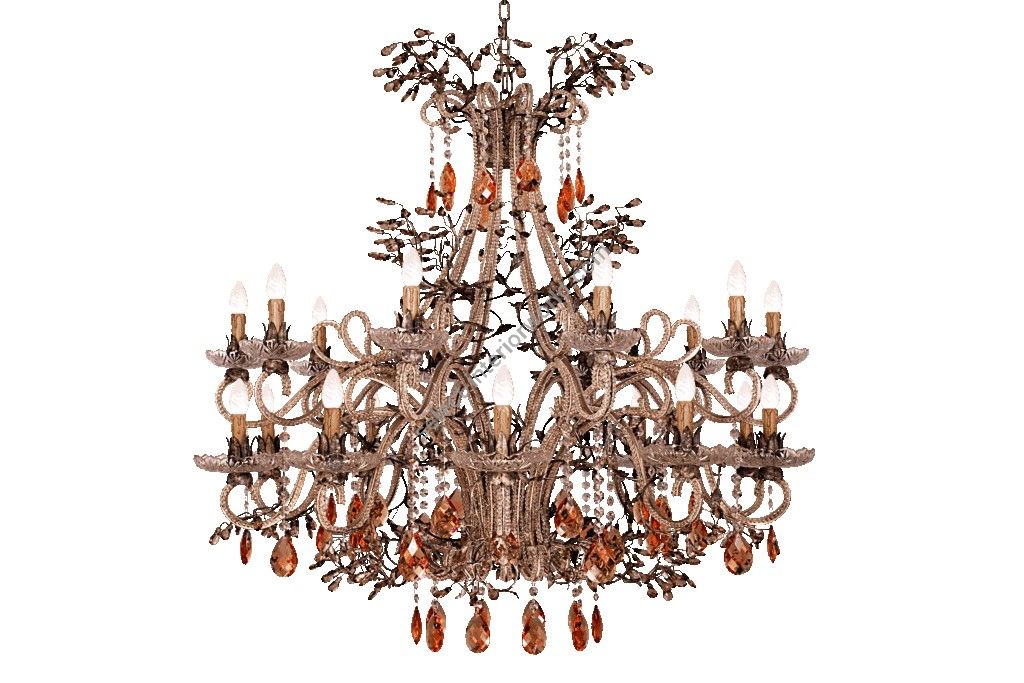 Mechini / Chandeliers / Wrought Iron with Coloured Bohemian Crystal L256/20