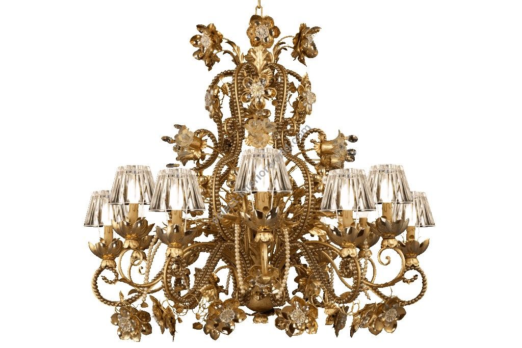 Mechini / Chandeliers / Murano Glass & Crystal Pearl Banding L270/12 Venus