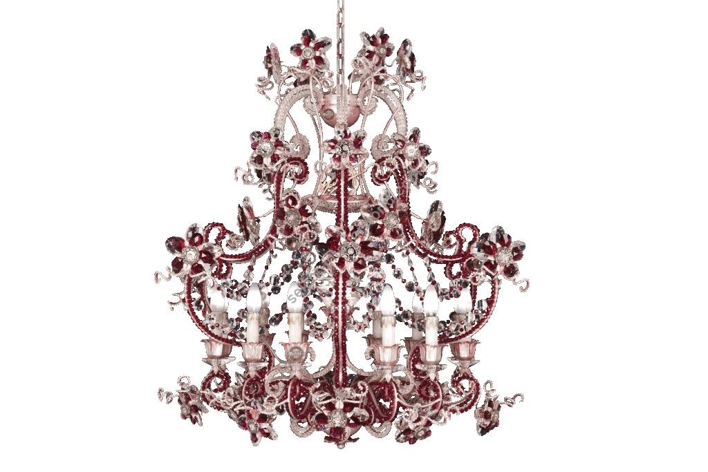 Mechini / Chandeliers / Clear and Coloured Pearl Banding L288/13 Ruby