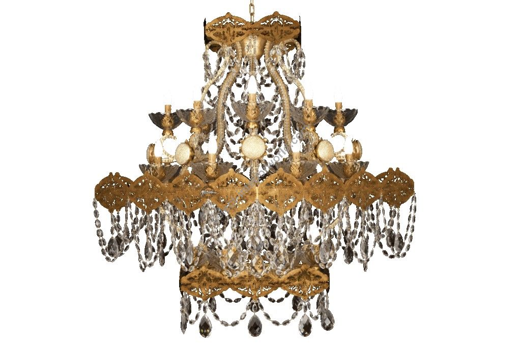 Mechini / Chandeliers / Clear Bohemian Crystal & Clear Pearl Banding L294/24