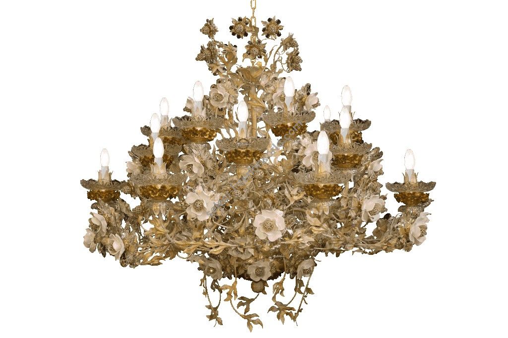 Mechini / Chandeliers / Clear Bohemian Crystal and Biscuit Ceramic L299/21