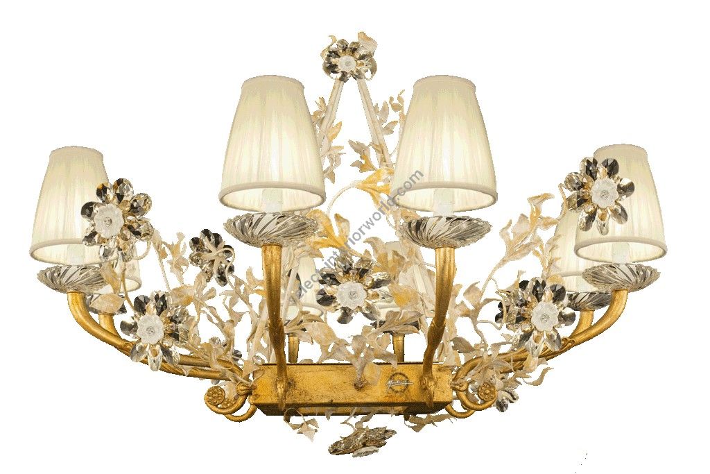 Mechini / Chandeliers / Bohemian Crystal and Porcelain & Silk Lampshades L313/8