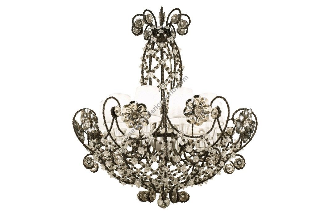 Mechini / Chandeliers / Colored Bohemian Crystal & Silk Lampshades L315/10 Gold