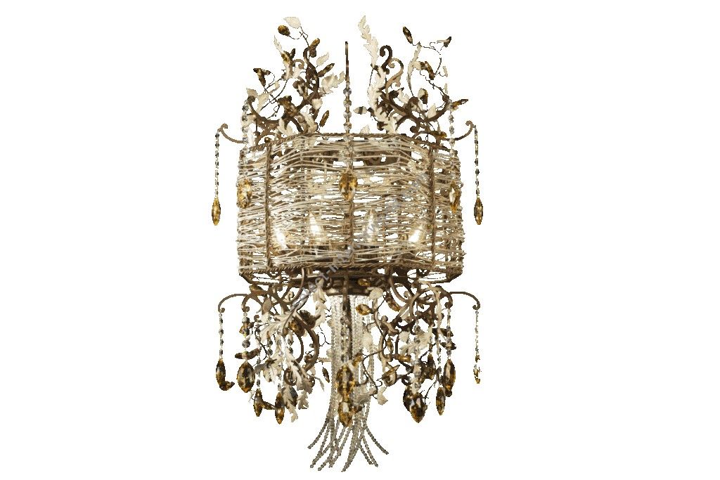 Mechini / Chandeliers / Wrought Iron with Coloured Bohemian Crystal L331/8