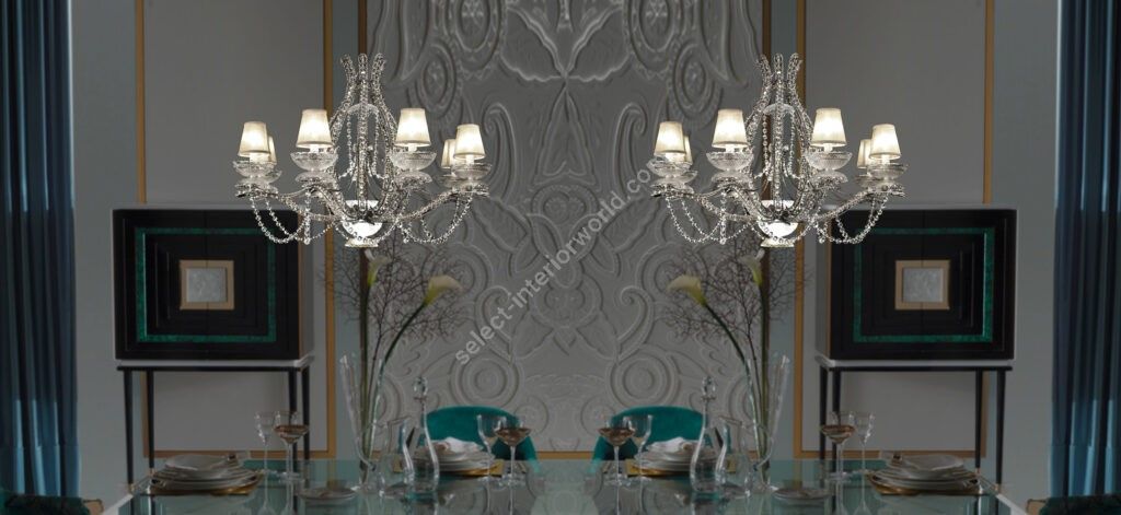 Mechini / Chandeliers / Clear Bohemian Crystal and Lamp Shades L340/8+3
