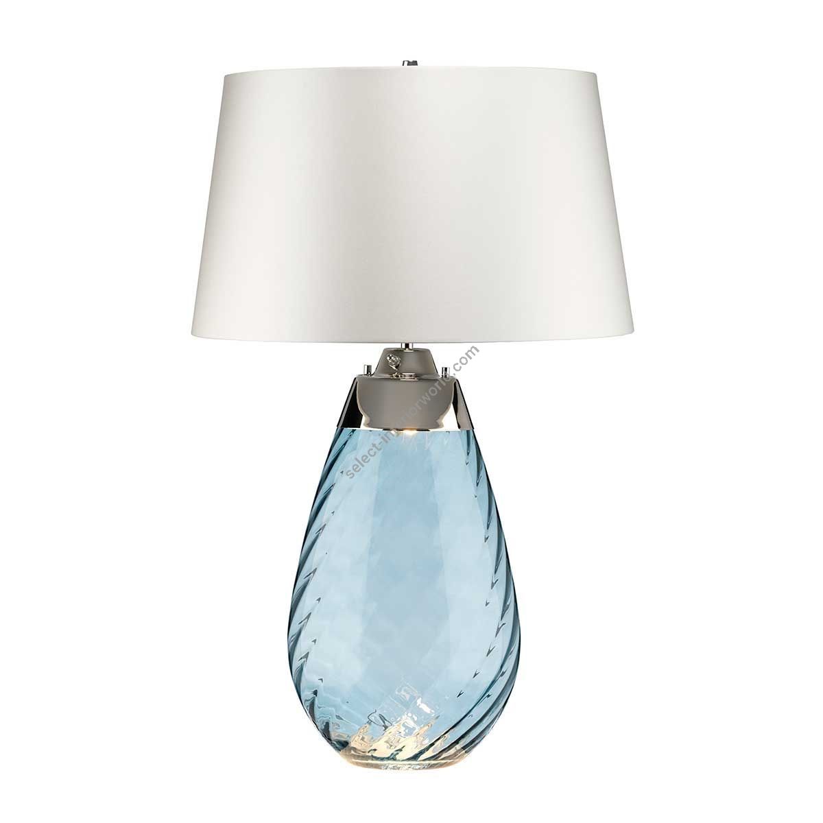 Elstead Lighting / Table Lamps / Lena 2 Large Blue-tinted Glass & Off-White Shade
