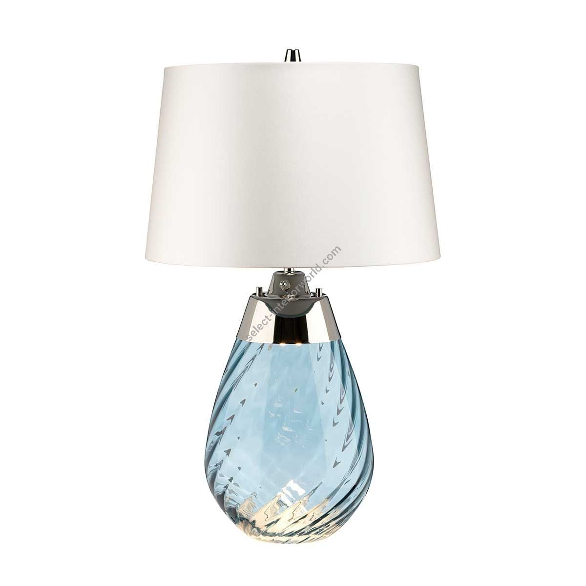 Elstead Lighting / Table Lamps / Lena Small Blue-tinted Glass & Off-White Shade