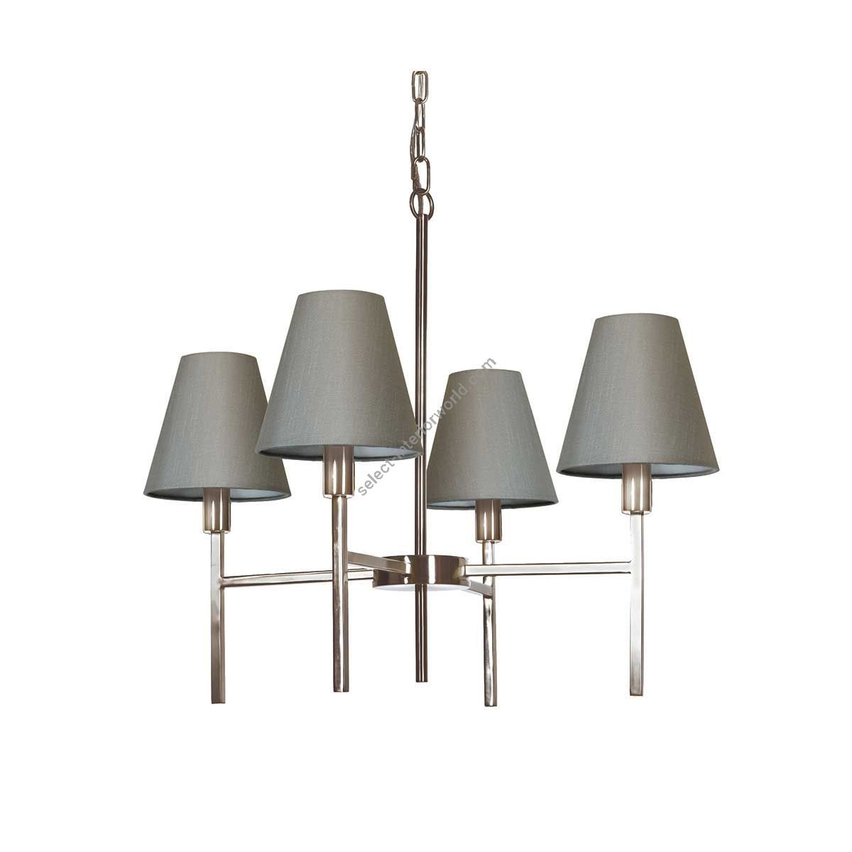 Elstead Lighting / Chandeliers / Lucerne 4 Brushed Nickel & Grey Shades