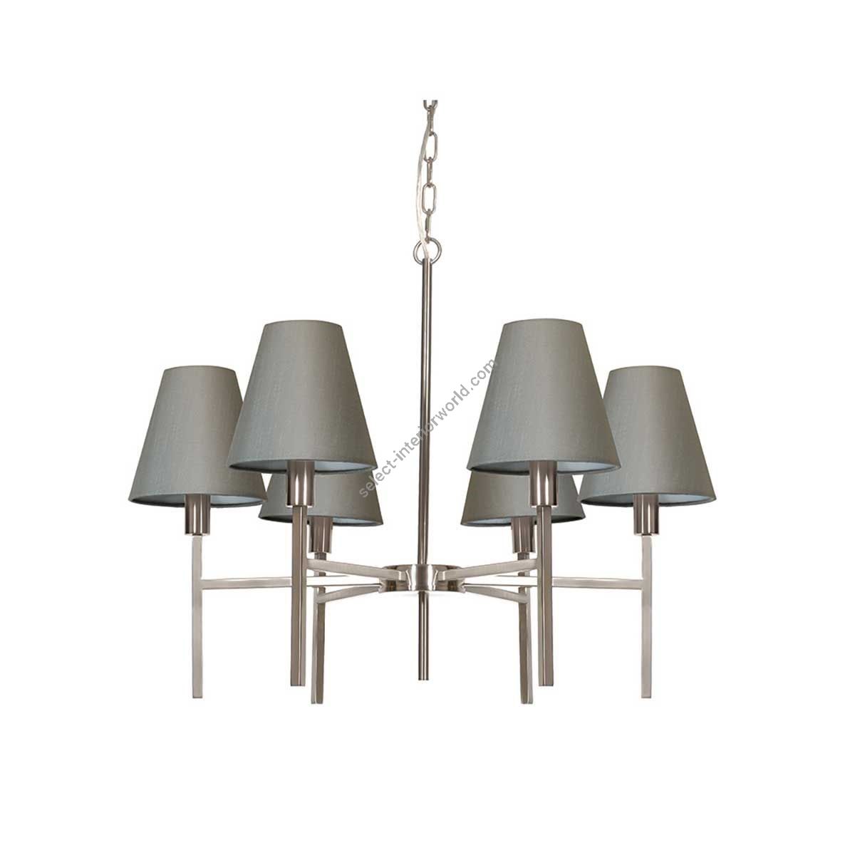 Elstead Lighting / Chandeliers / Lucerne 6 Brushed Nickel & Grey Shades