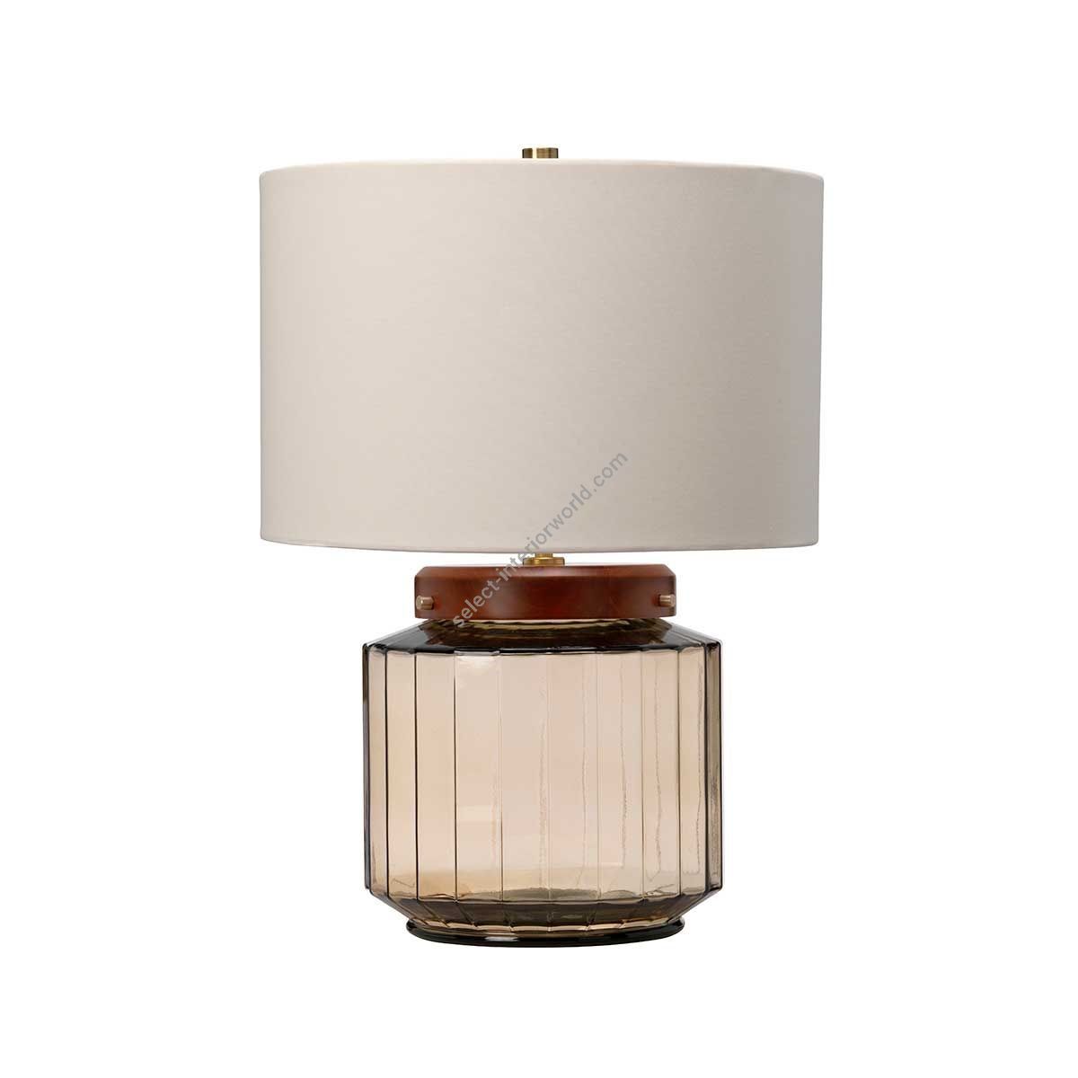 Elstead Lighting / Table Lamps / Luga Glassware Smoke & Wood Dark Stained
