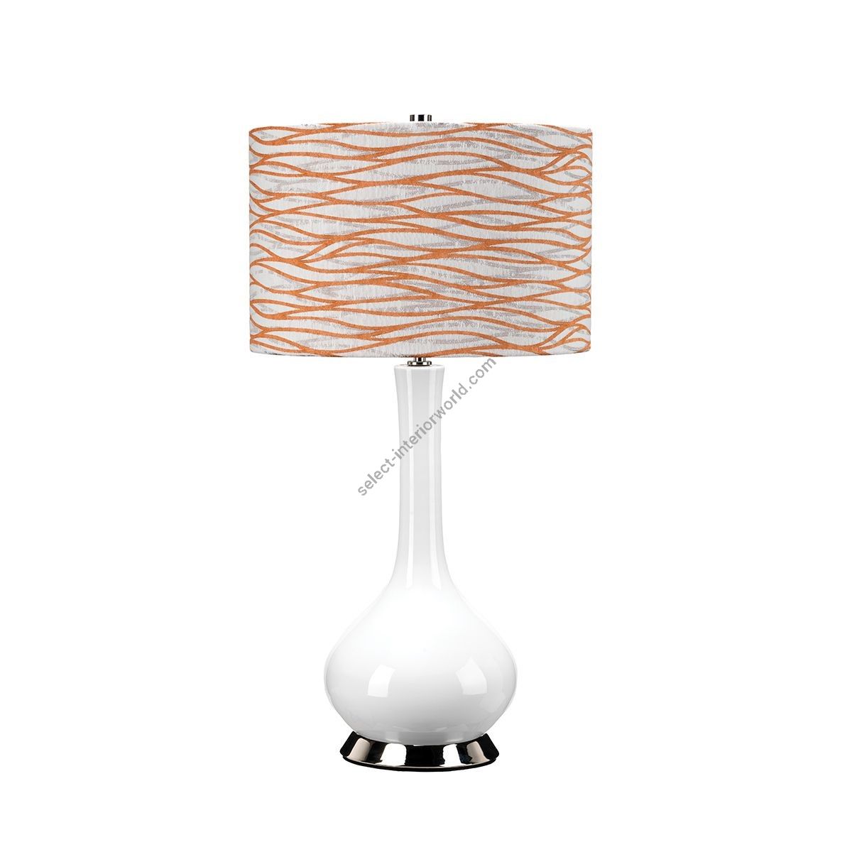 Elstead Lighting / Table Lamps / Milo 1 Polished Nickel & White & Orange