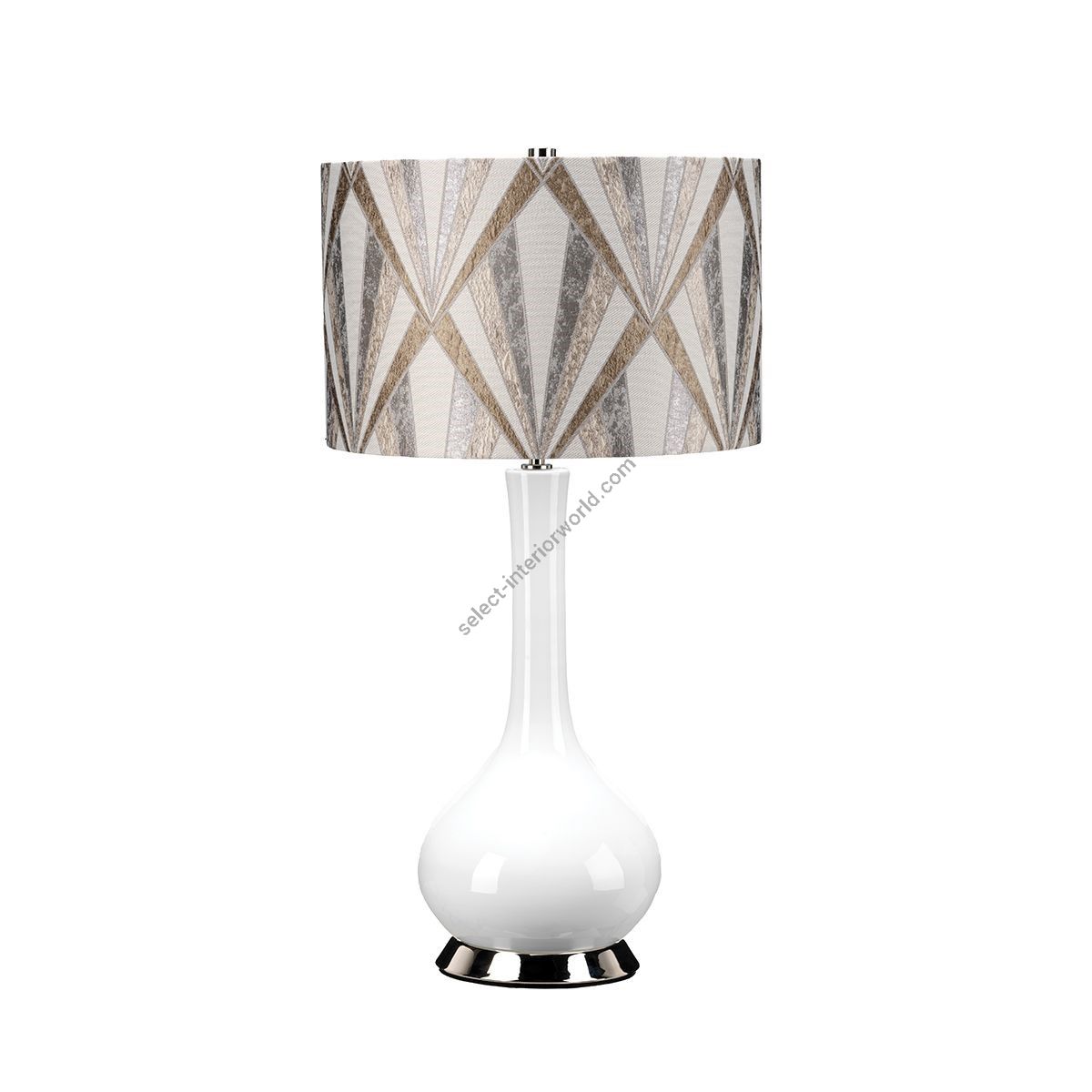 Elstead Lighting / Table Lamps / Milo 1 Polished Nickel & White & Silver