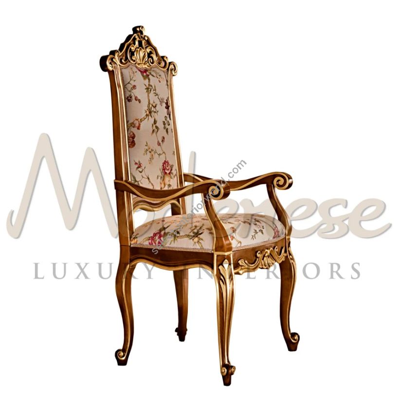 Modenese Luxury Interiors / Dining Armchairs / Wooden Carved Baroque 12502