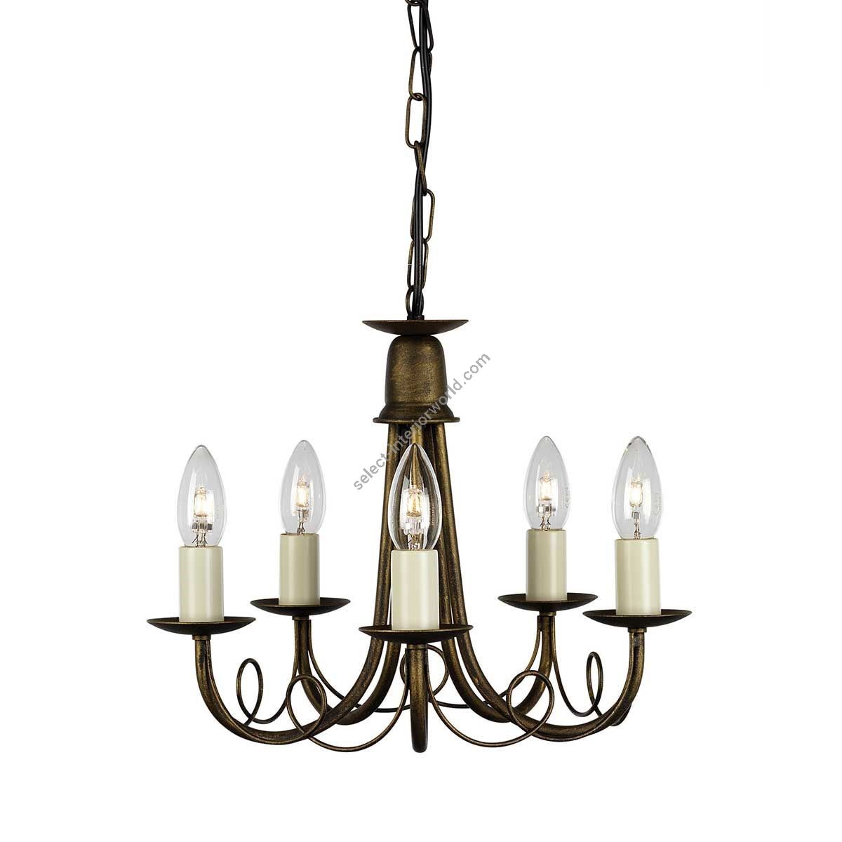 Elstead Lighting / Chandeliers / Minster 5 Black & Gold Patina